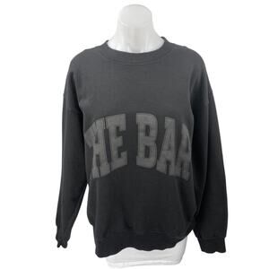 The Bar Varsity Women's Black Graphic Long Sleeve Sweater Sweatshirt Top Size L